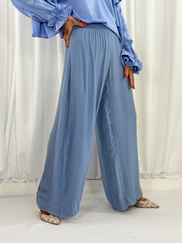 Dune silky palazzo trousers in baby blue - Bond Street Store