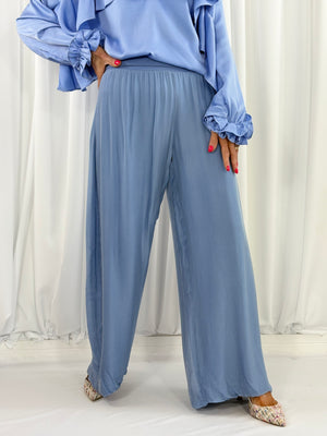 Dune silky palazzo trousers in baby blue - Bond Street Store