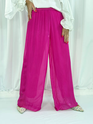 Dune silky palazzo trousers in cerise pink - Bond Street Store