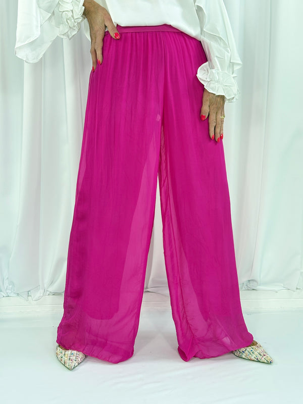 Dune silky palazzo trousers in cerise pink - Bond Street Store