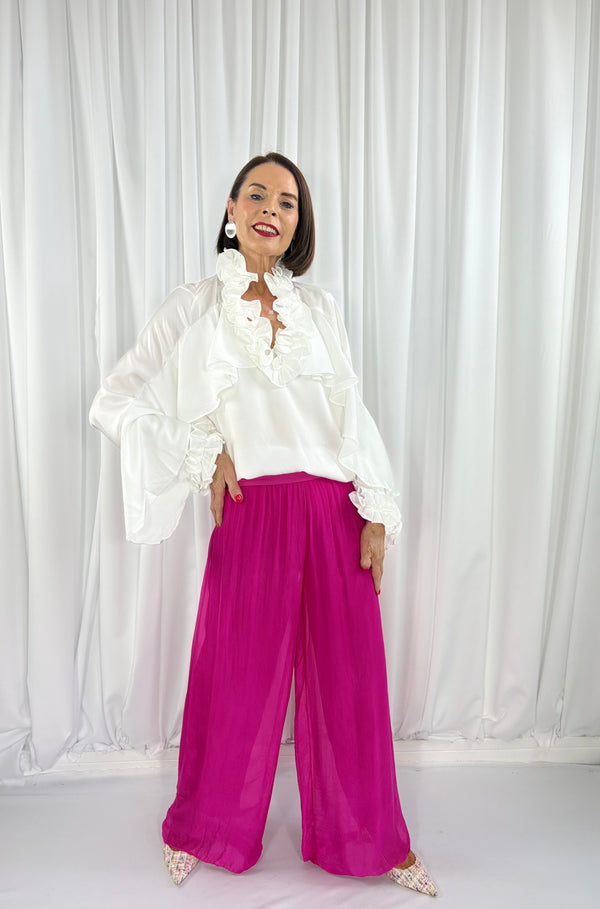 Dune silky palazzo trousers in cerise pink - Bond Street Store