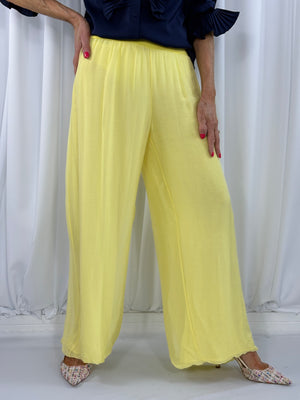 Dune silky palazzo trousers in lemon - Bond Street Store