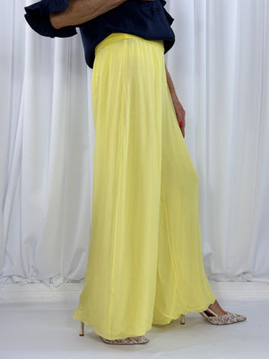 Dune silky palazzo trousers in lemon - Bond Street Store