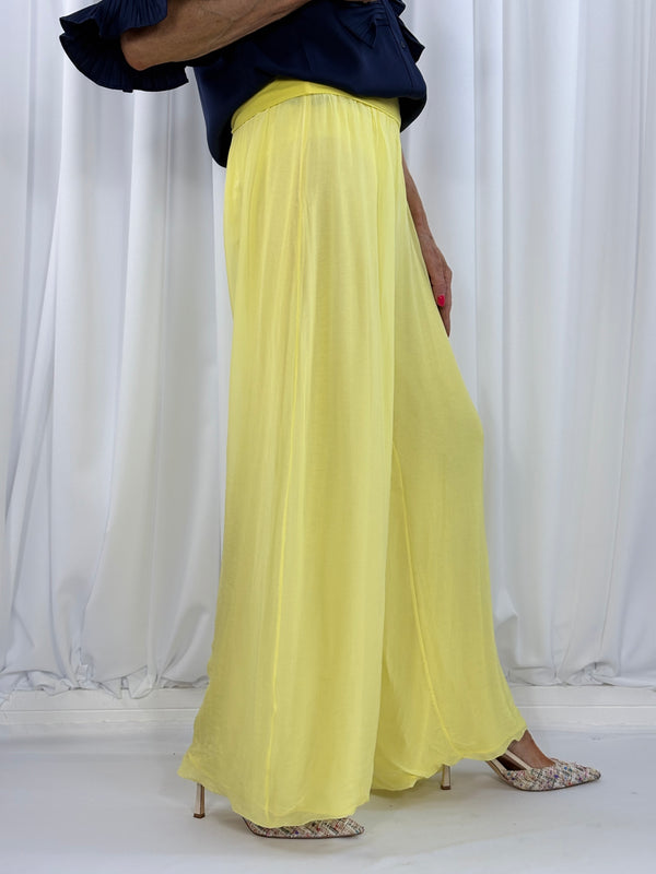 Dune silky palazzo trousers in lemon - Bond Street Store