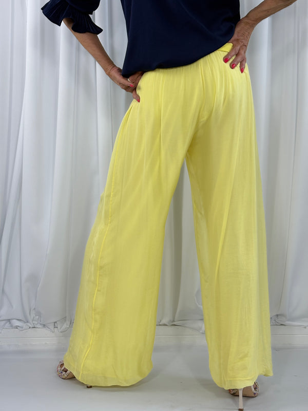 Dune silky palazzo trousers in lemon - Bond Street Store