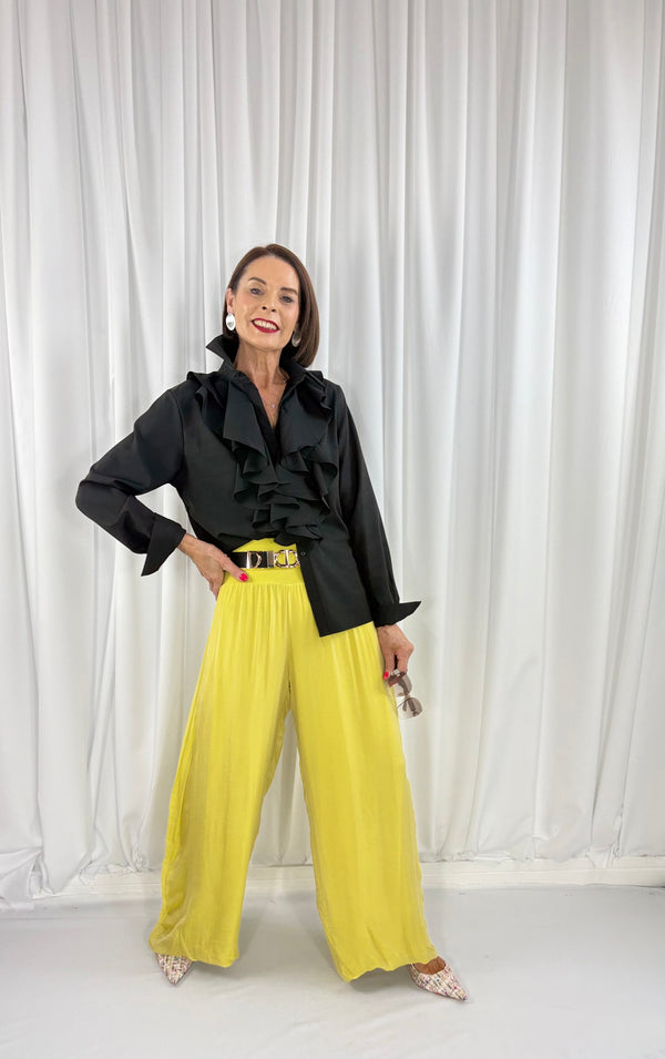 Dune silky palazzo trousers in pistachio - Bond Street Store