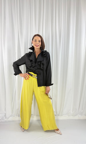 Dune silky palazzo trousers in pistachio - Bond Street Store