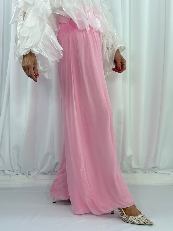 Dune silky palazzo trousers in baby pink - Bond Street Store