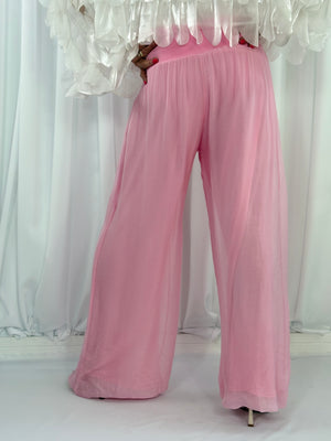Dune silky palazzo trousers in baby pink - Bond Street Store