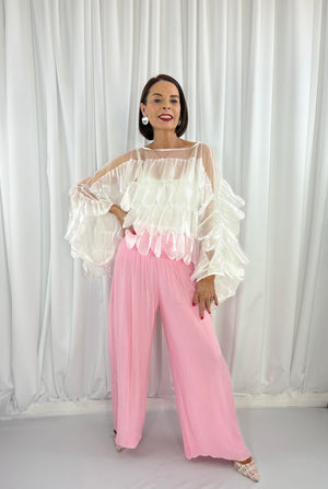 Dune silky palazzo trousers in baby pink - Bond Street Store