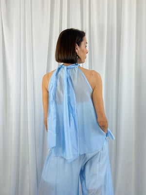 Whisper ruffle top in baby blue - Bond Street Store