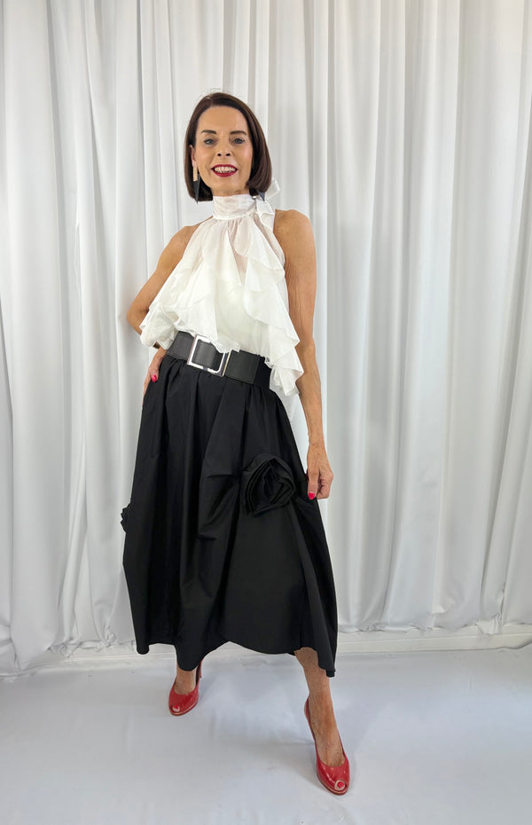 Kennedy 3d flower skirt in black - Pre order arrival date 28th April - Bond Street Store