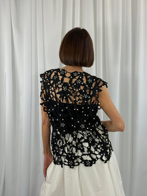 Petra pearl crochet top in black - Bond Street Store