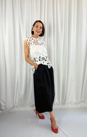 Petra pearl crochet top in white - Bond Street Store