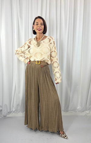 antibes palazzo trouser in mocha - Bond Street Store
