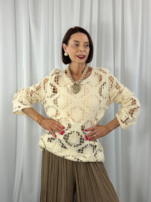 Tilly crochet top in cream - Bond Street Store