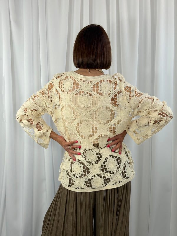 Tilly crochet top in cream - Bond Street Store