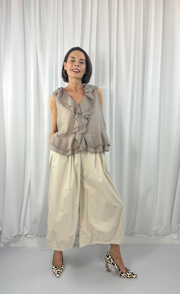 Tuscany wide leg Trousers in stone - Bond Street Store
