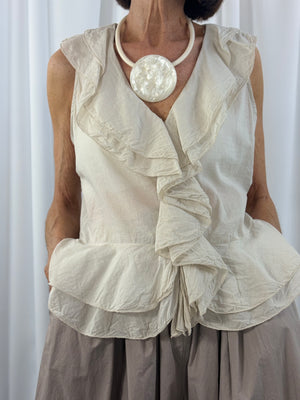 Tuscany ruffle top in stone