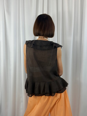 Tuscany ruffle top in chocolate - Bond Street Store