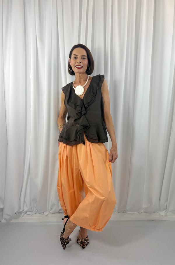 Tuscany ruffle top in chocolate - Bond Street Store