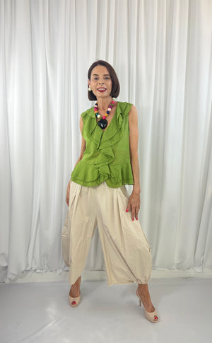 Tuscany ruffle top in pistachio - Bond Street Store