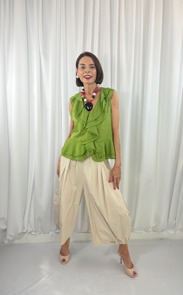 Tuscany ruffle top in pistachio - Bond Street Store