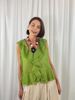 Tuscany ruffle top in pistachio - Bond Street Store