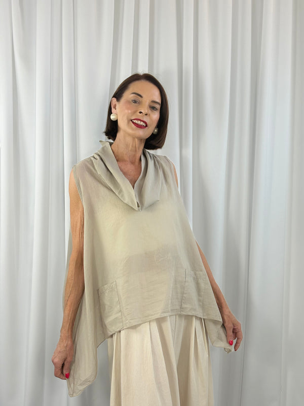 Kitty Waterfall top in mocha - Bond Street Store