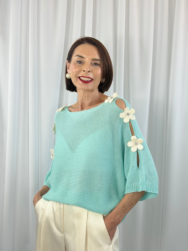 Ellis knitwear in aqua - Bond Street Store