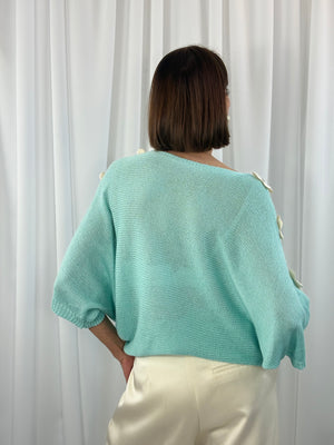 Ellis knitwear in aqua - Bond Street Store
