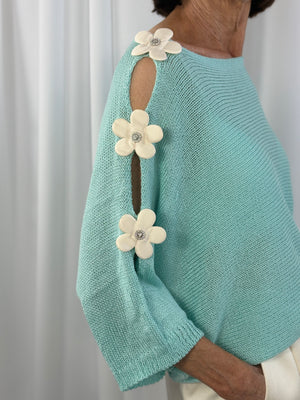 Ellis knitwear in aqua - Bond Street Store