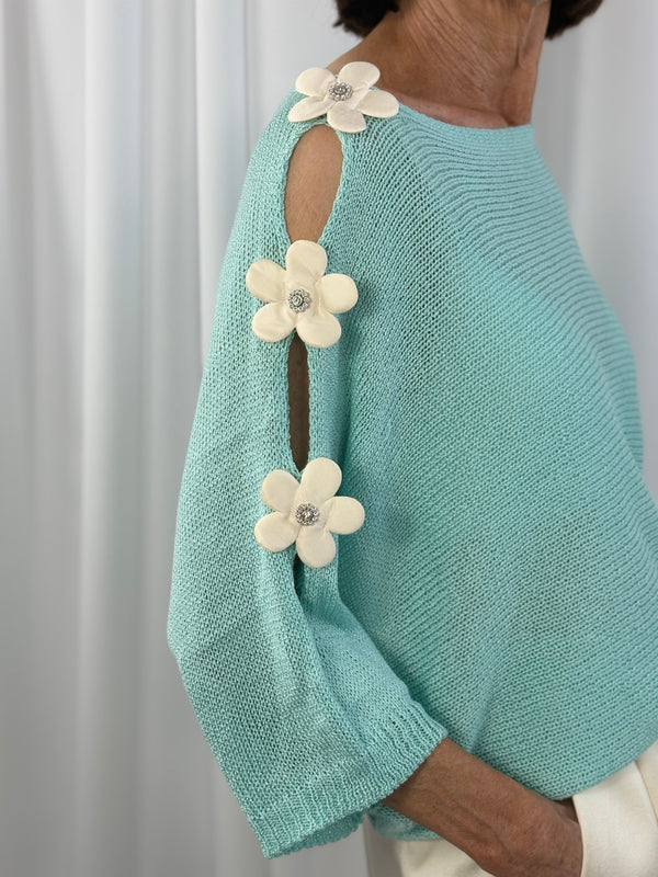 Ellis knitwear in aqua - Bond Street Store