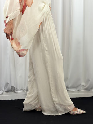 Malmo Silk trousers in cream - Bond Street Store
