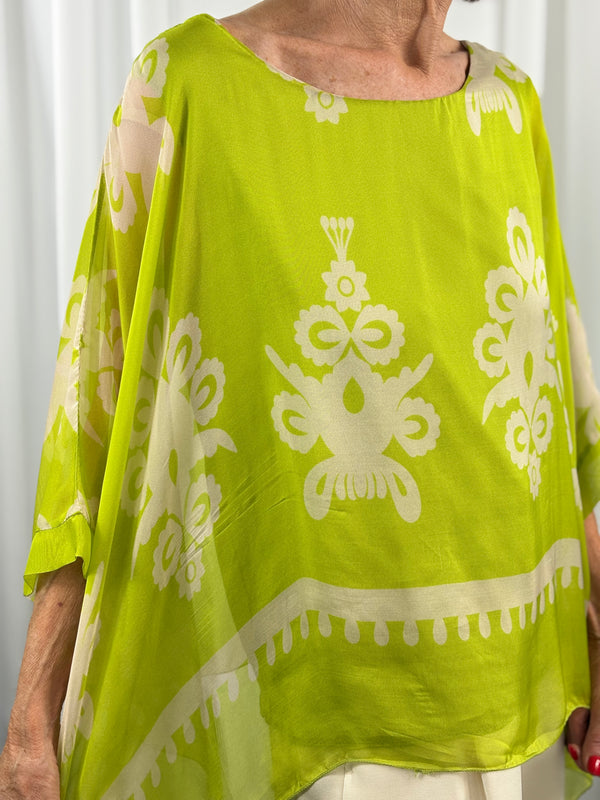 Malmo waterfall top in pistachio with beige - Bond Street Store