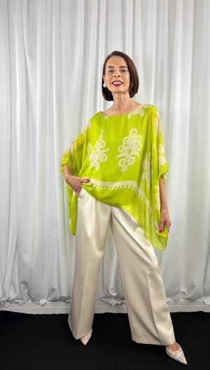 Malmo waterfall top in pistachio with beige - Bond Street Store