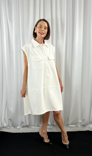 Enzo cocoon dress in white - Bond Street Store