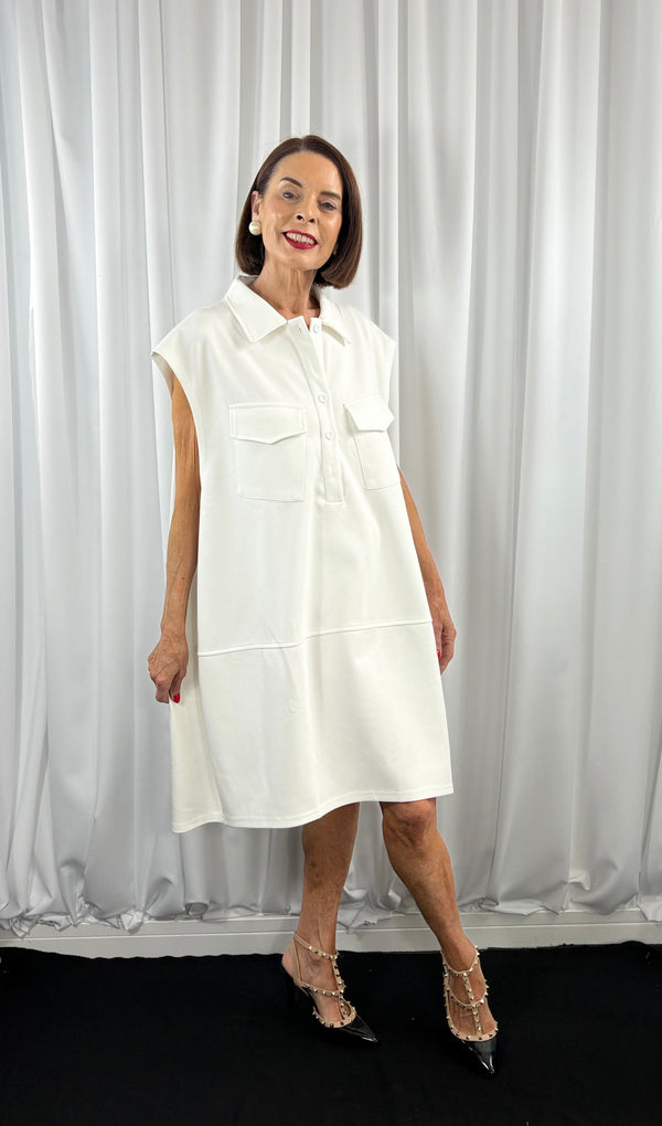 Enzo cocoon dress in white - Bond Street Store