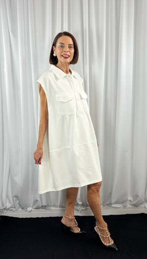 Enzo cocoon dress in white - Bond Street Store