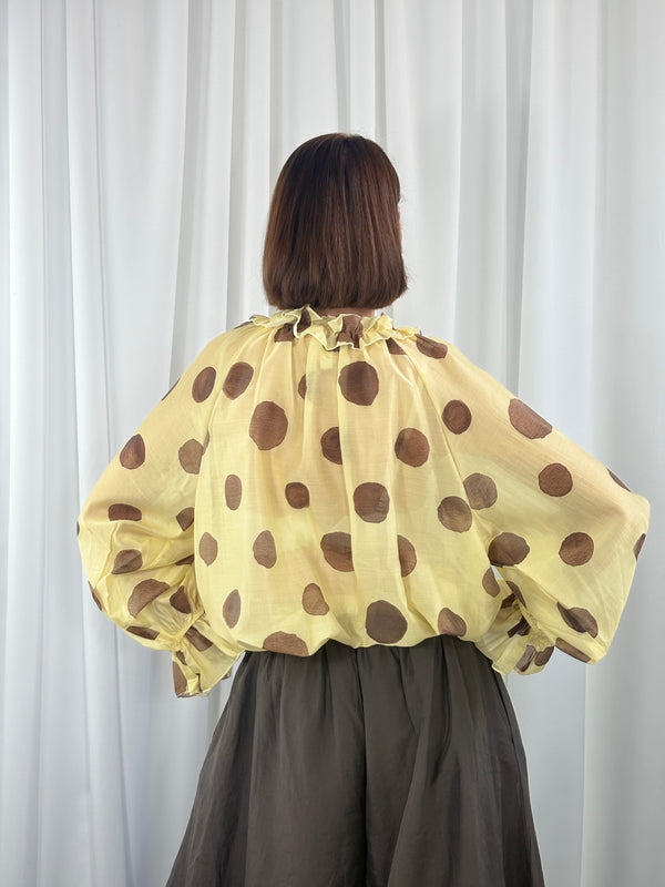 Alfredo top in lemon with chocolate spots