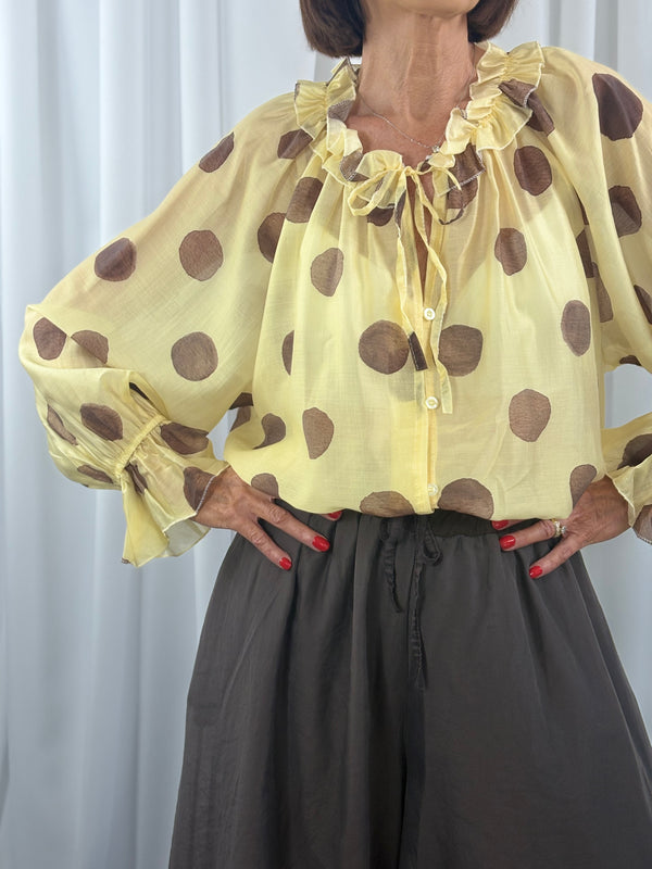 Alfredo top in lemon with chocolate spots