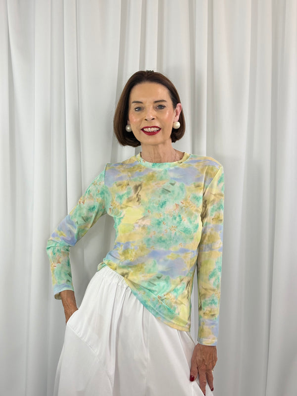 Stephanie Mesh top in mint marble