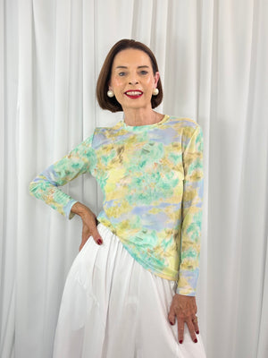 Stephanie Mesh top in mint marble