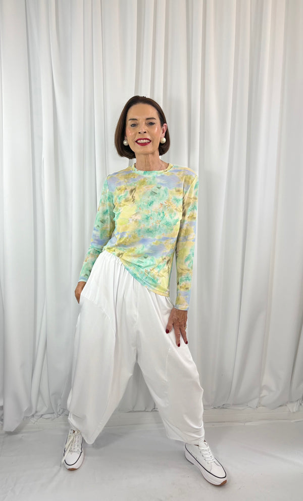 Stephanie Mesh top in mint marble