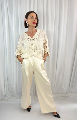 Avril pearl embellished top in beige - Bond Street Store