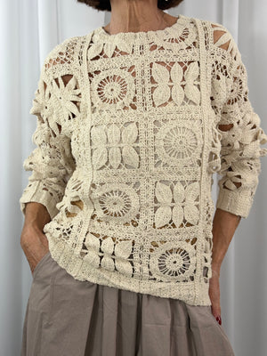 Lyon Crochet top in beige