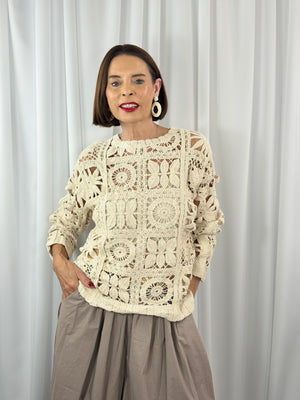 Lyon Crochet top in beige