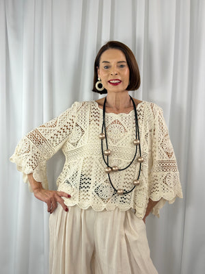 Paris Crochet top in beige