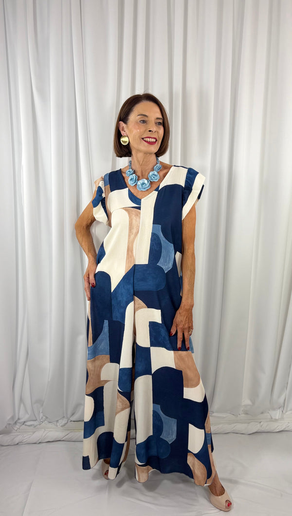 Patras jumpsuit in navy and multi