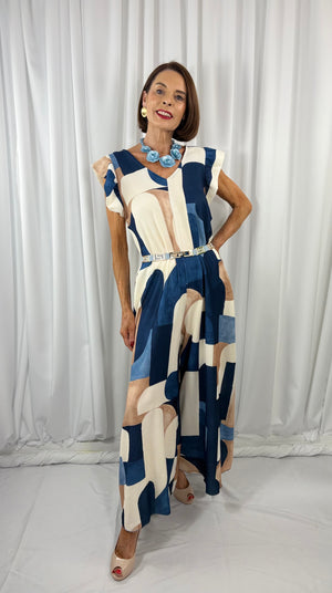 Patras jumpsuit in navy and multi